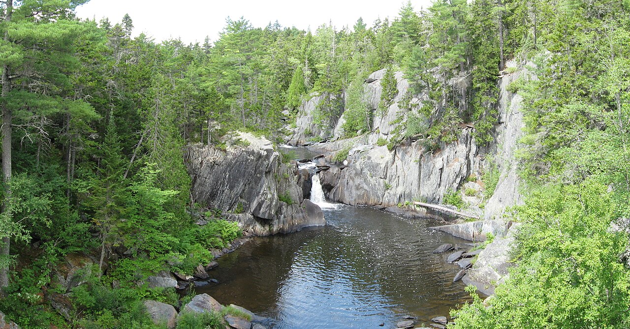 A waterfall in the slate gorge of Gulf Hagas, near Brownville Junction, Maine
